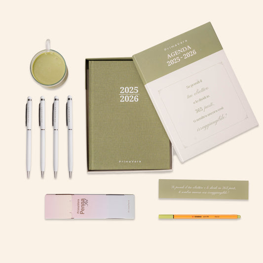PREORDINE Kit - Agenda + Set Penne Argento