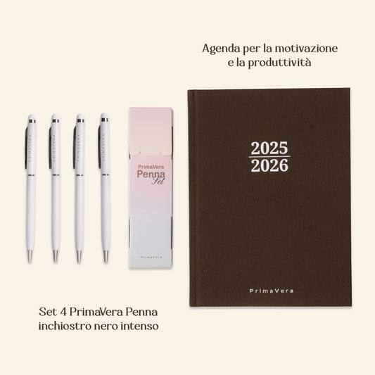 PREORDINE Kit - Agenda + Set Penne Argento