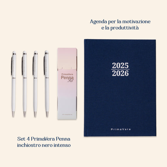 PREORDINE Kit - Agenda + Set Penne Argento