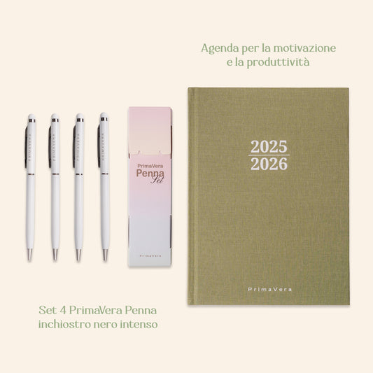PREORDINE Kit - Agenda + Set Penne Argento