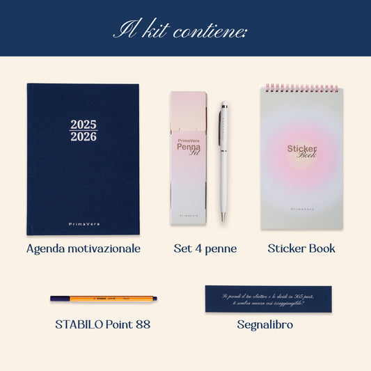 PREORDINE PrimaVera Svolta Kit - Agenda + Sticker Book + Penna Argento