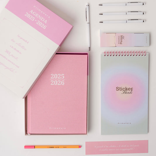 PrimaVera Svolta Kit - Agenda + Sticker Book + Penna Argento