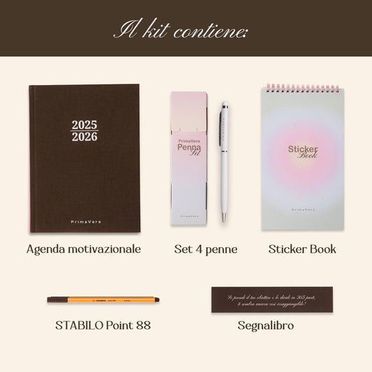 PREORDINE PrimaVera Svolta Kit - Agenda + Sticker Book + Penna Argento