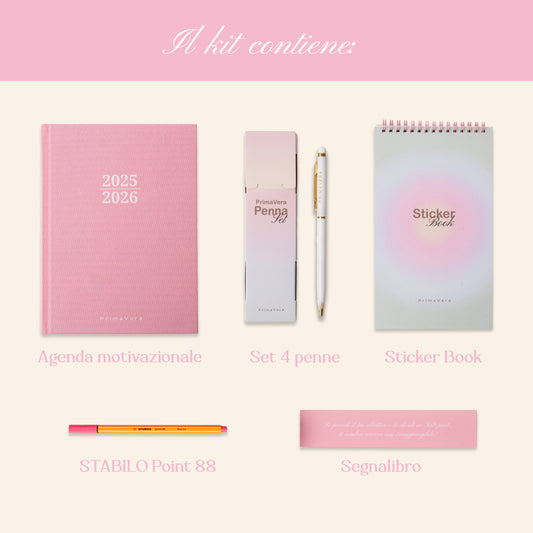 PREORDINE PrimaVera Svolta Kit - Agenda + Sticker Book + Penna Oro