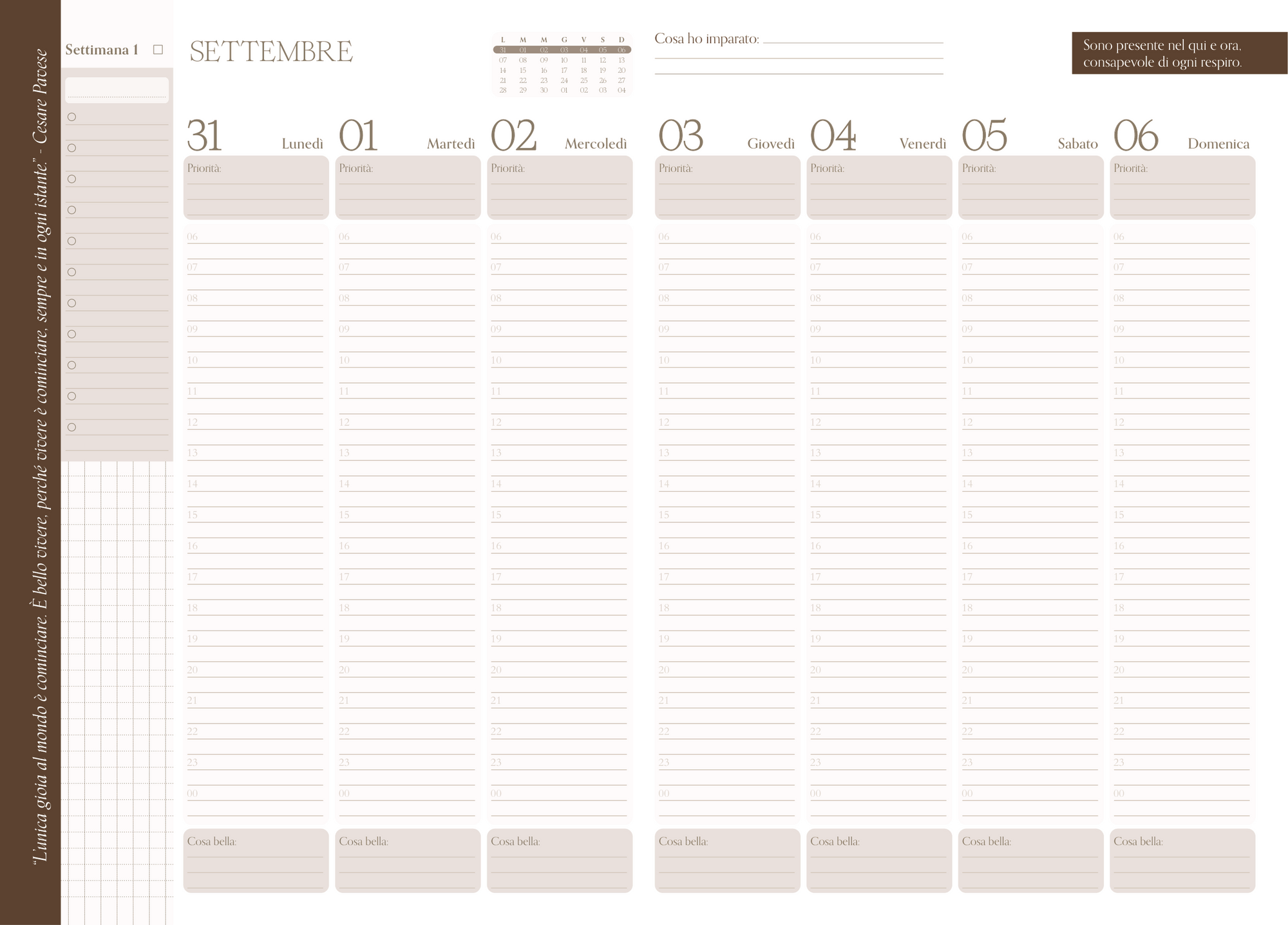 Impostazione settimanale